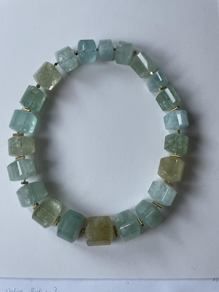 Beryllkette-Kristall Kette mit 585 GG und Brill.